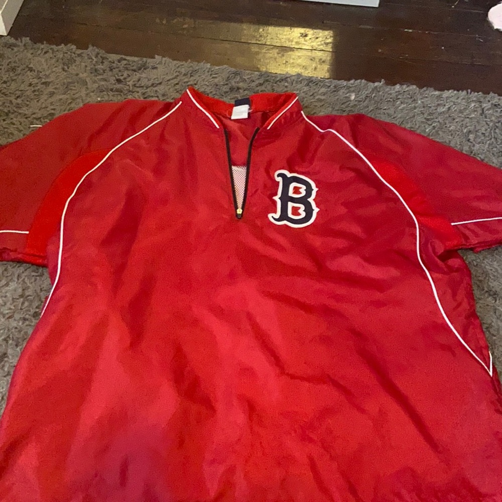 men’s, boston red socks, quarter zip, pull over, short sleeves